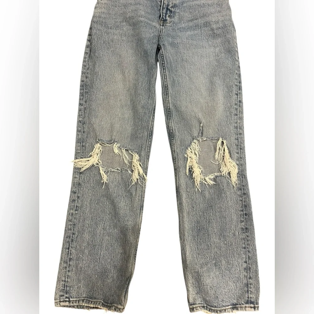 Abercrombie & Fitch 90s Straight Ultra High Rise Jeans Distressed Size 26 / 2S - Picture 2 of 5